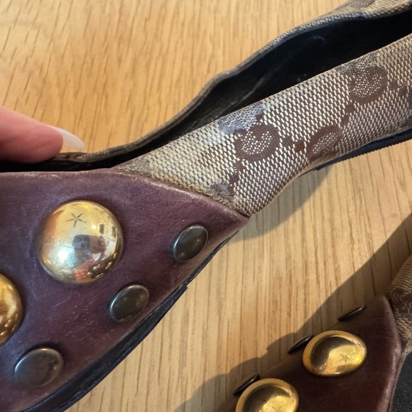 GUCCI Studded GG Mixed Media Flats Size 35.5 - Picture 4 of 8